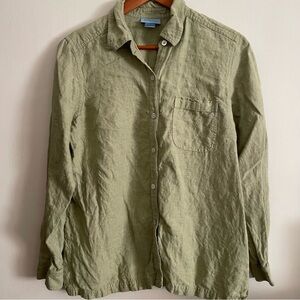 Sigrid Olsen Women 100% Linen Shirt Pistachio Green Size M Beachy Relaxed